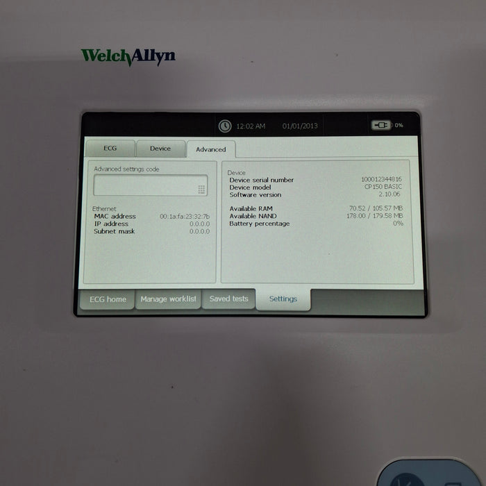 Welch Allyn CP150 ECG