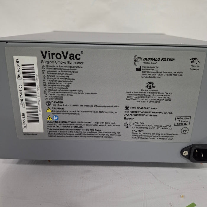 Buffalo Filter Buffalo Filter ViroVac Smoke Evacuation System Surgical Equipment reLink Medical