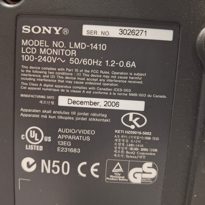 Sony LMD-1410 Surgical Monitor