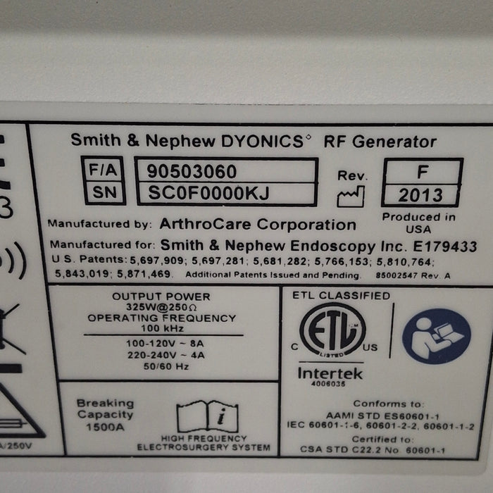 Smith & Nephew Dyonics RF Generator