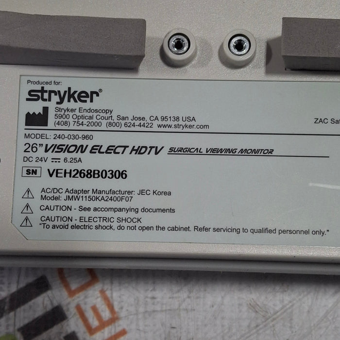 Stryker WiSe 26" HDTV Surgical Display 240-030-960 Monitor