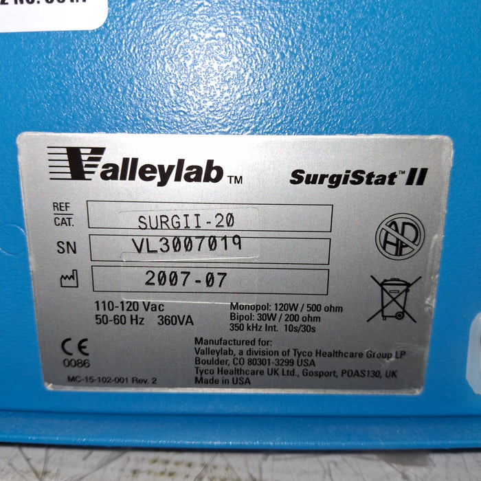 Covidien Valleylab Surgistat II Electrosurgical Unit