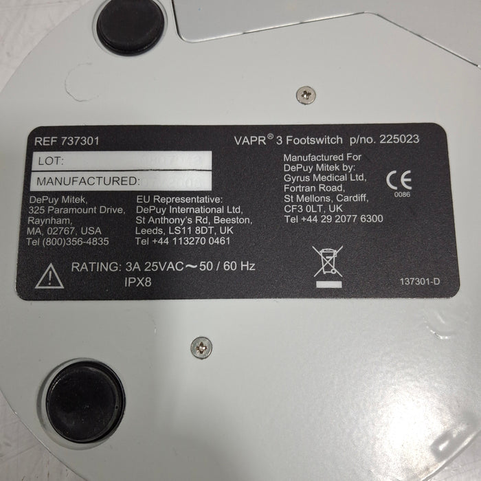 DePuy VAPR 3 225023 Foot Switch