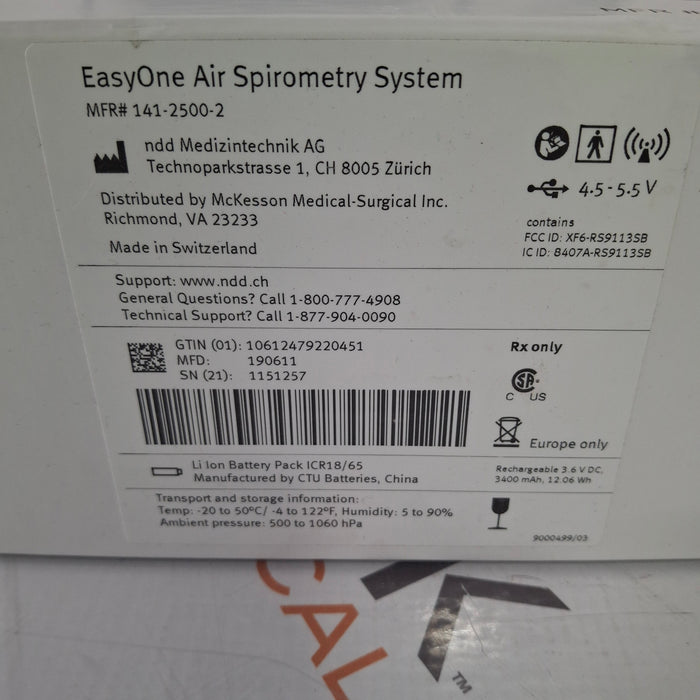 NDD Medical Technologies Inc EasyOne Air Diagnostic Spirometry System