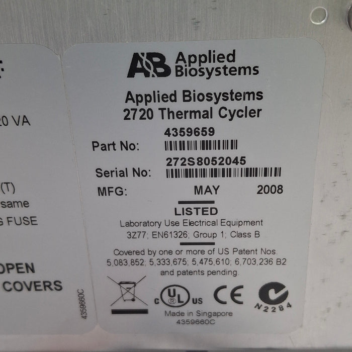 Applied Biosystems Applied Biosystems 2720 PCR Thermal Cycler Research Lab reLink Medical