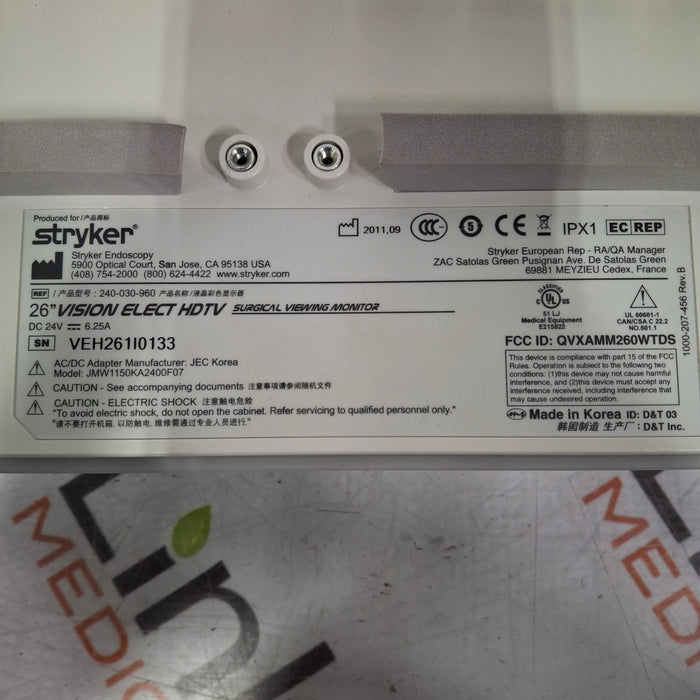 Stryker 26" Vision Elect HD Flat Panel Monitor