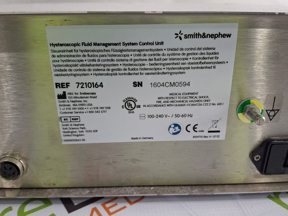 Smith & Nephew 7210164 Hysteroscopic Fluid Management System Control Unit
