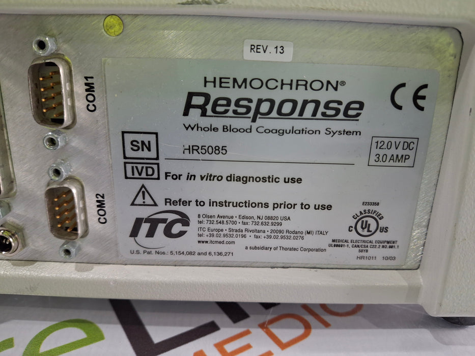 Hemochron Hemochron Response Whole Blood Coagulation System Surgical Equipment reLink Medical