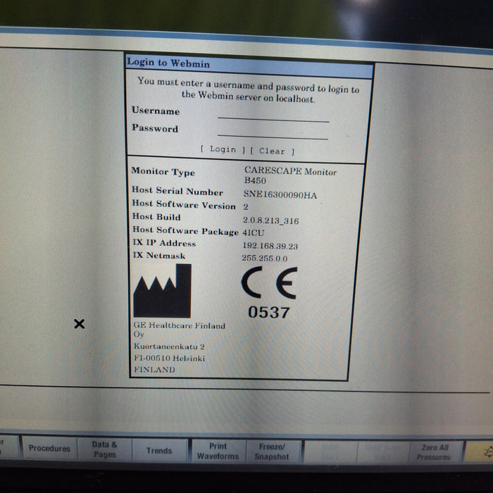 GE Healthcare GE Healthcare Carescape B450 Critical Care Patient Monitor Patient Monitors reLink Medical