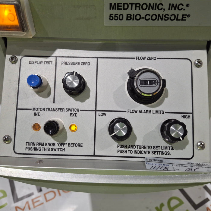 Medtronic 550 Bio Console Extracorporeal Blood Pump Controller