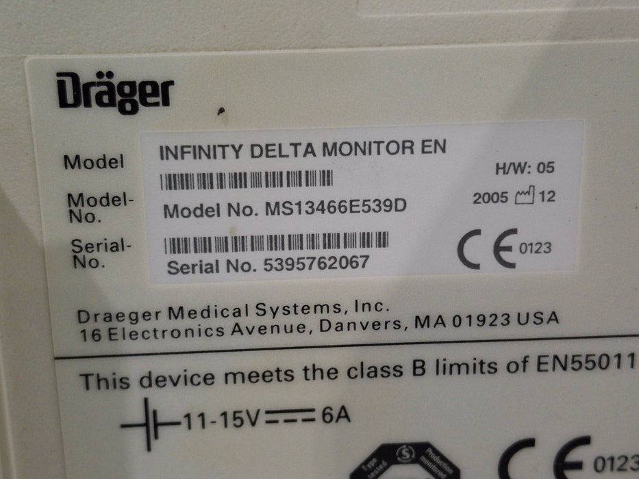 Draeger Medical Infinity Delta Patient Monitor