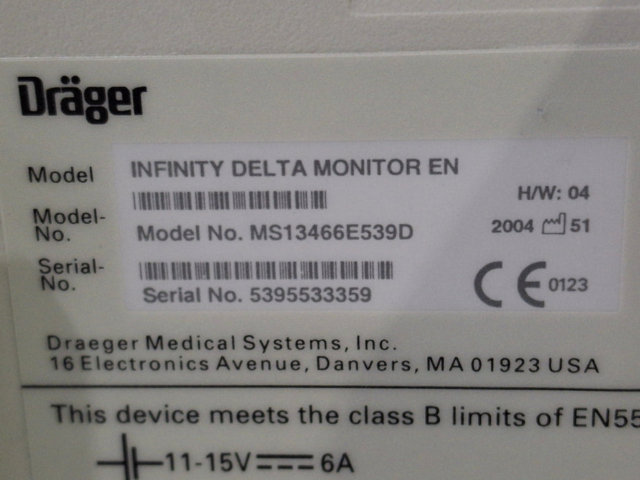 Draeger Medical Infinity Delta Patient Monitor