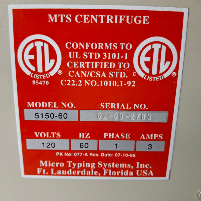 Ortho Diagnostic Systems Inc. Ortho Diagnostic Systems Inc. MTS 5150-60 Centrifuge Centrifuges reLink Medical