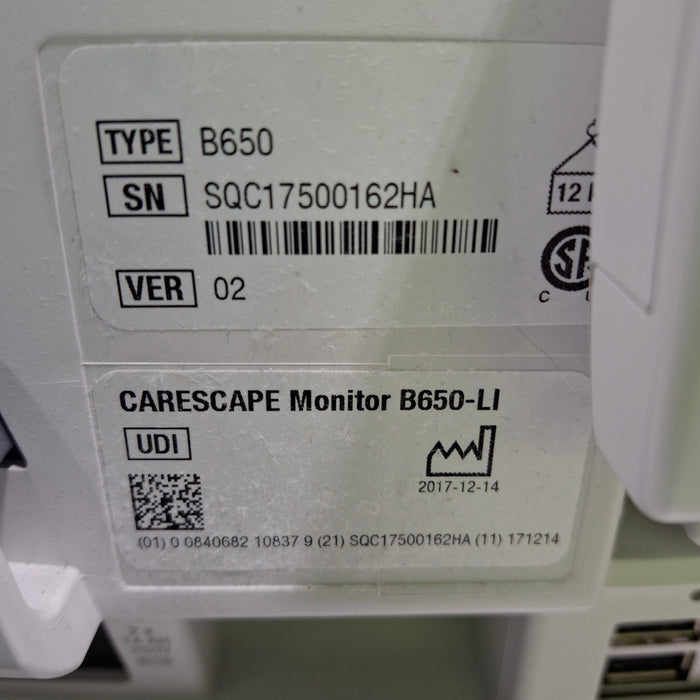 GE Healthcare GE Healthcare Carescape B650 Critical Care Patient Monitor Patient Monitors reLink Medical