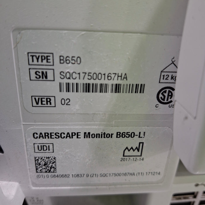 GE Healthcare Carescape B650 Patient Monitor