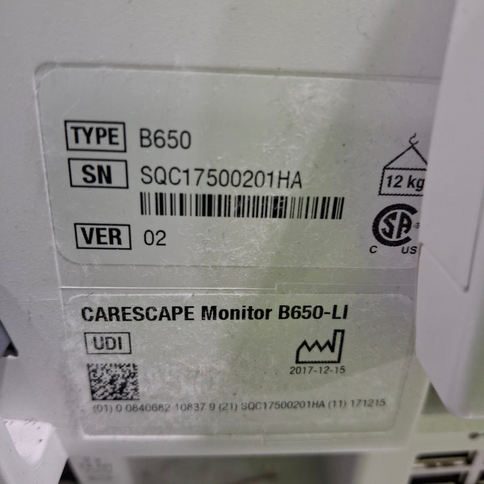 GE Healthcare Carescape B650 Patient Monitor