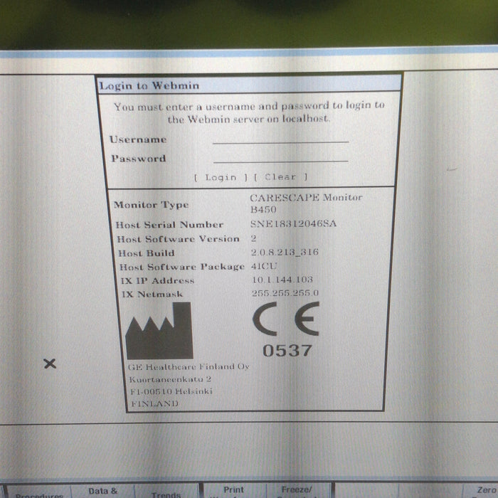 GE Healthcare Carescape B450 Patient Monitor