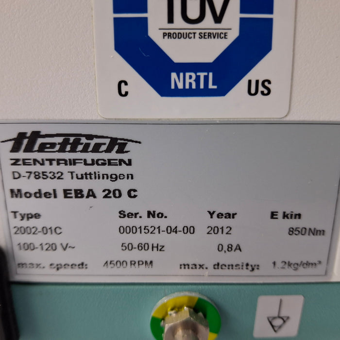 Hettich Instruments Hettich Instruments Zentrifugen EBA 20C Centrifuge Centrifuges reLink Medical