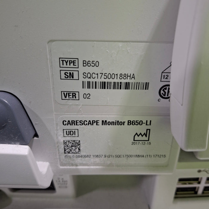 GE Healthcare GE Healthcare Carescape B650 Critical Care Patient Monitor Patient Monitors reLink Medical