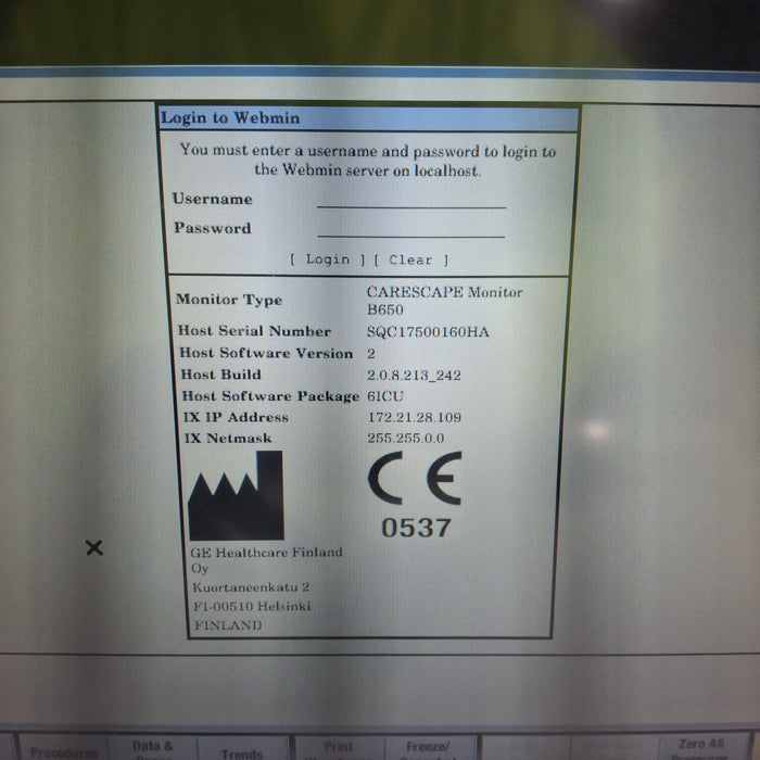 GE Healthcare Carescape B650 Patient Monitor