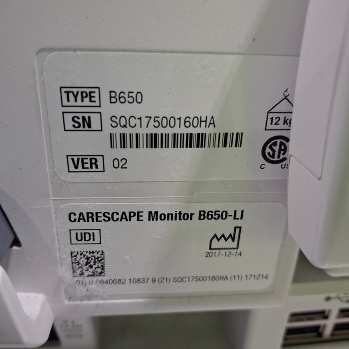 GE Healthcare Carescape B650 Patient Monitor