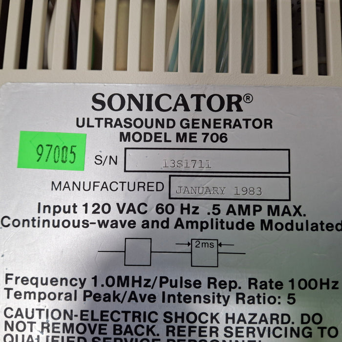 Mettler Electronics Sonicator 706 Ultrasound System