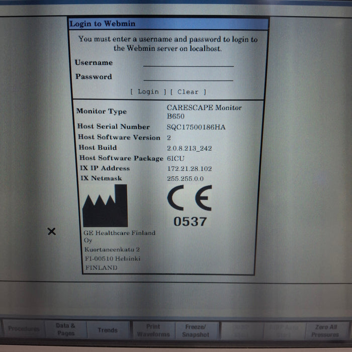 GE Healthcare Carescape B650 Patient Monitor