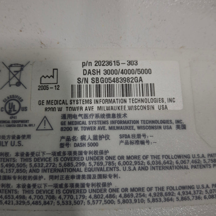 GE Healthcare GE Healthcare Dash 5000 - GE/Nellcor SpO2 Patient Monitor Patient Monitors reLink Medical