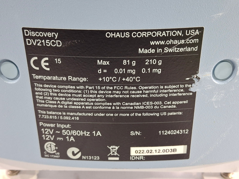 Ohaus DV215CD Discovery Analytical Balance Scale