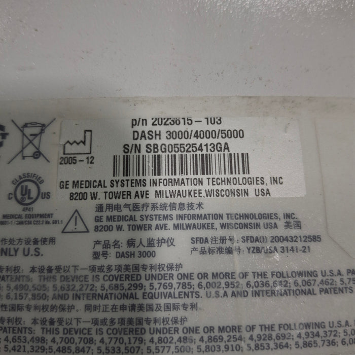 GE Healthcare GE Healthcare Dash 3000 - Masimo SpO2 Patient Monitor Patient Monitors reLink Medical