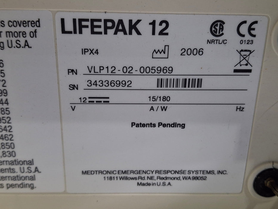 Physio-Control LifePak 12 3-Lead Defibrillator