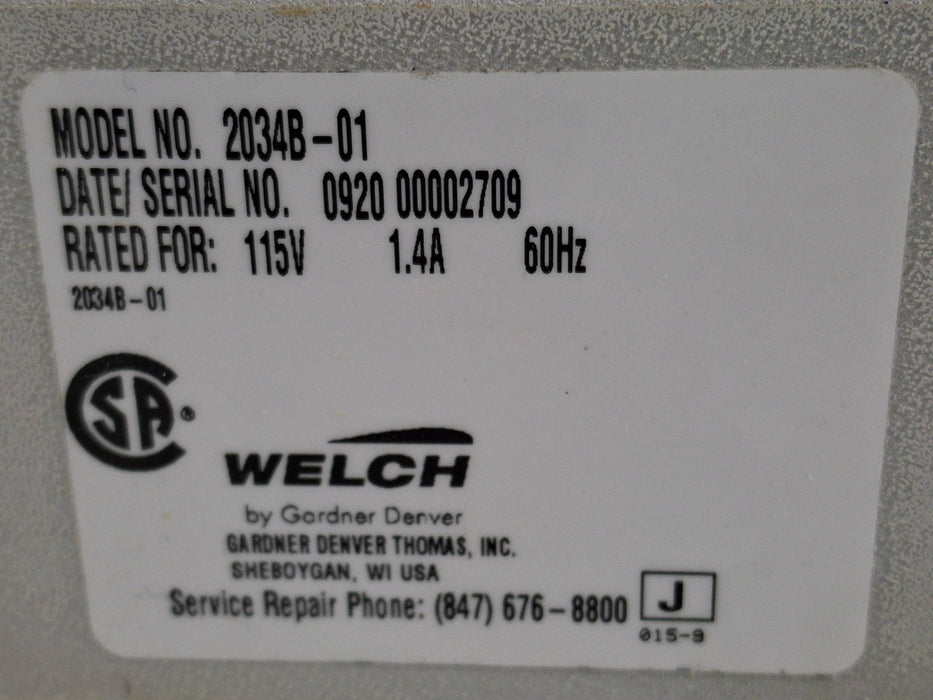 Gardener Denver Gardener Denver Welch 2034B-01 Diaphragm Pump Research Lab reLink Medical