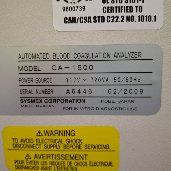 Sysmex Sysmex CA-1500 Hematology Analyzer Clinical Lab reLink Medical
