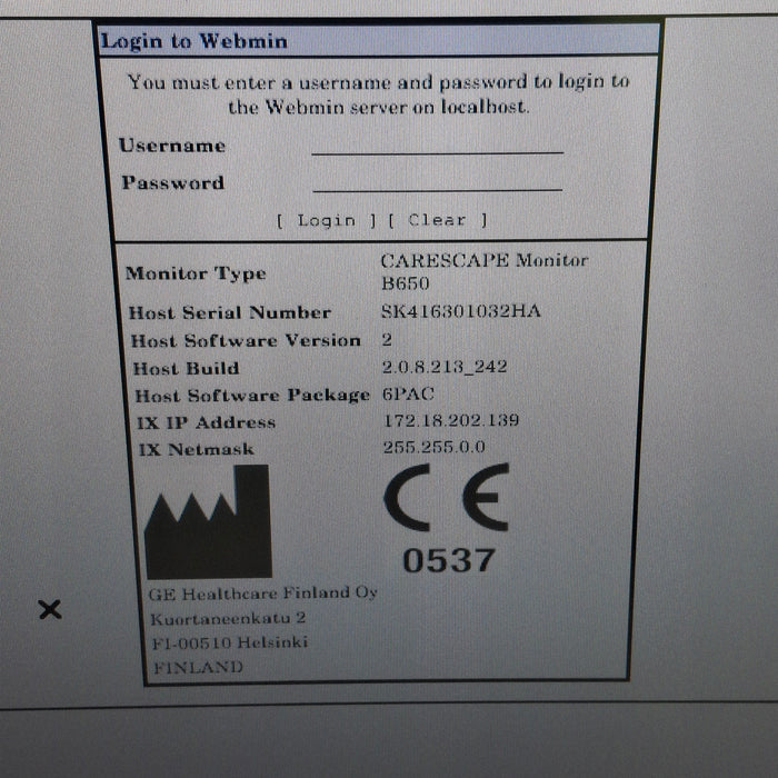 GE Healthcare Carescape B650 Patient Monitor