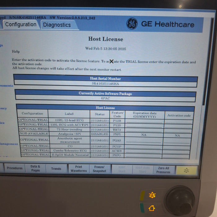 GE Healthcare Carescape B650 Post Anesthesia Care Patient Monitor