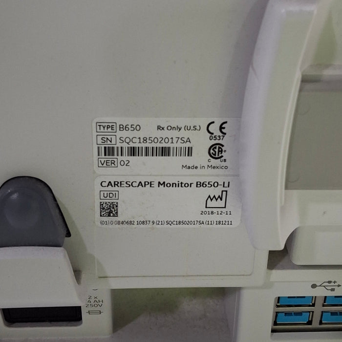 GE Healthcare GE Healthcare Carescape B650 Critical Care Patient Monitor Patient Monitors reLink Medical