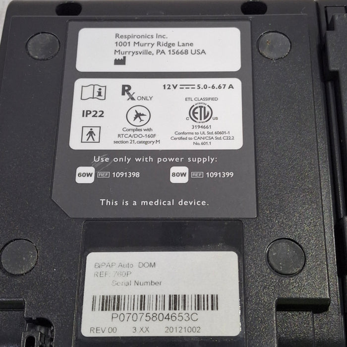 Respironics Respironics System One BiPAP Auto 760P Respiratory reLink Medical