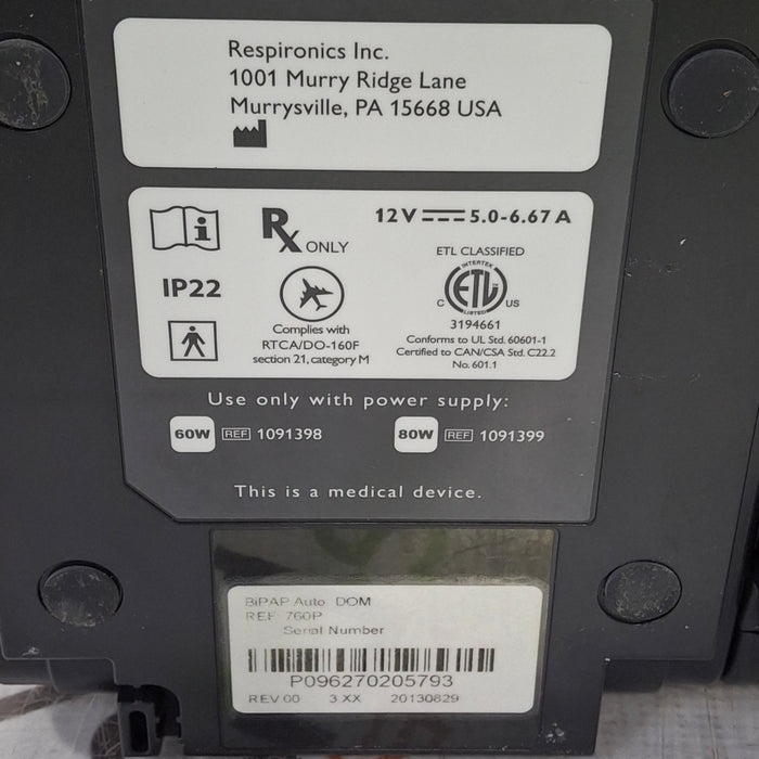 Respironics Respironics System One BiPAP Auto 760P Respiratory reLink Medical