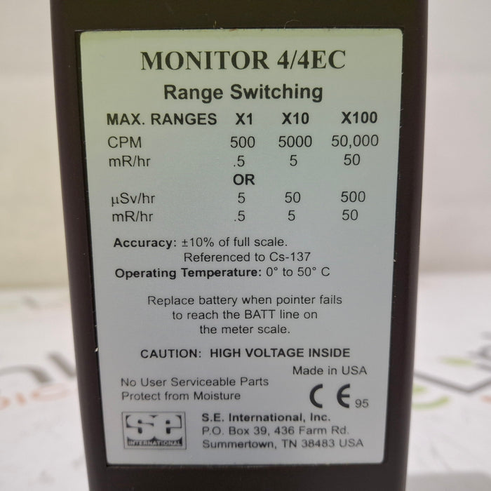 S.E. International, Inc. Radiation Alert 4/4EC Monitor