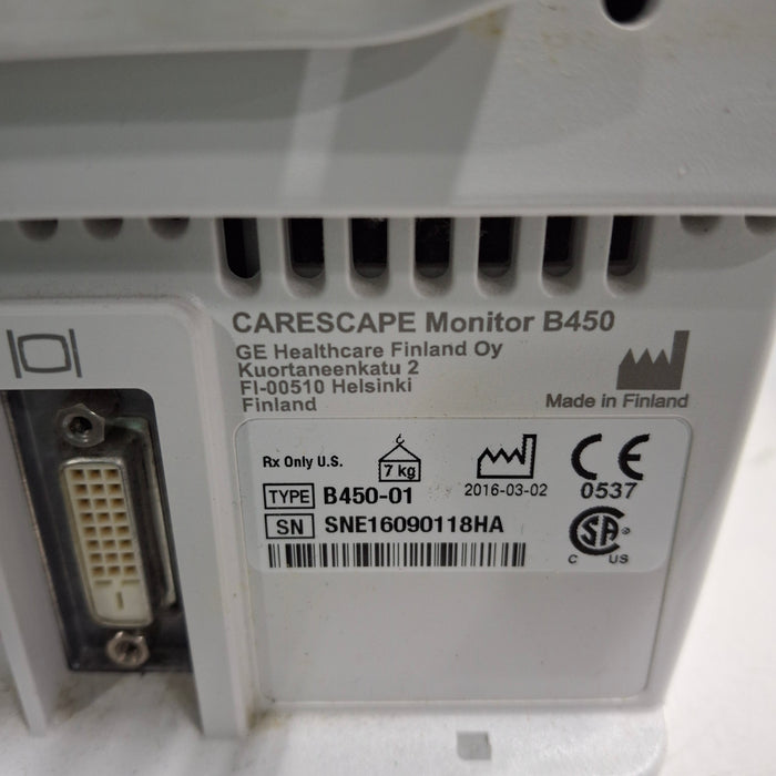 GE Healthcare Carescape B450 Emergency Care Patient Monitor