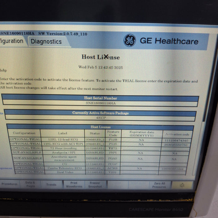 GE Healthcare Carescape B450 Emergency Care Patient Monitor