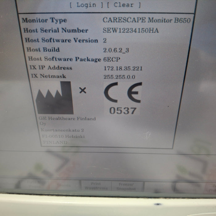 GE Healthcare GE Healthcare Carescape B650 Patient Monitor Patient Monitors reLink Medical