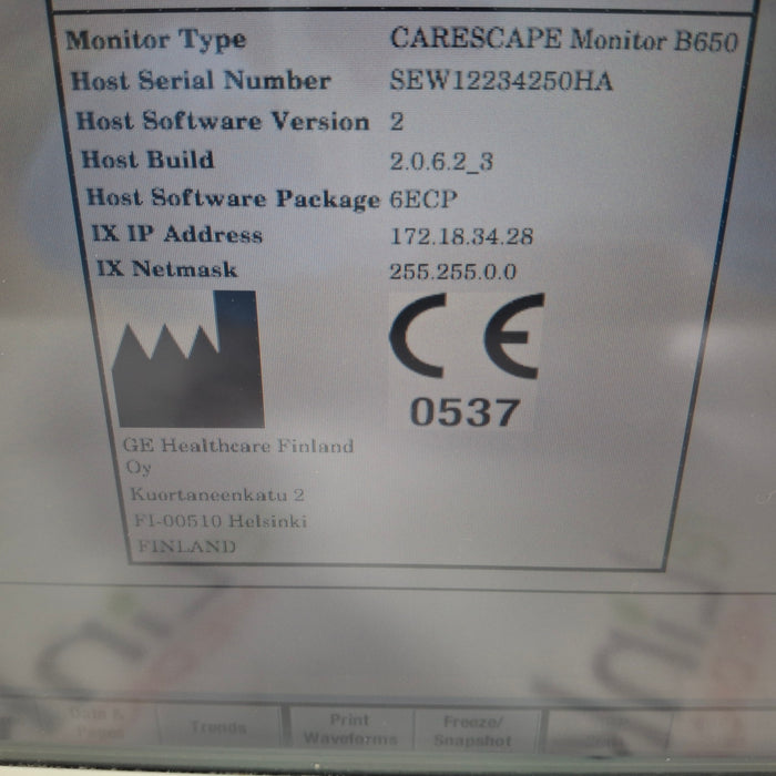 GE Healthcare GE Healthcare Carescape B650 Patient Monitor Patient Monitors reLink Medical