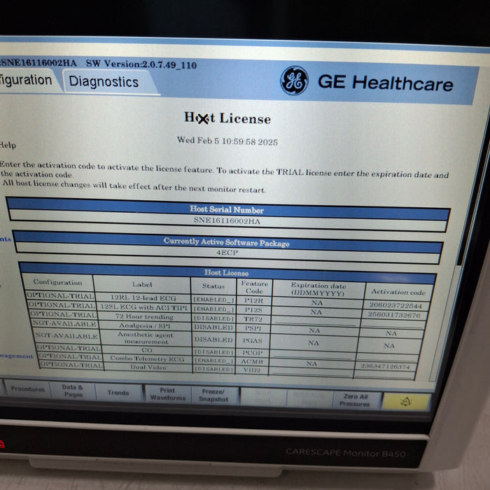 GE Healthcare Carescape B450 Patient Monitor