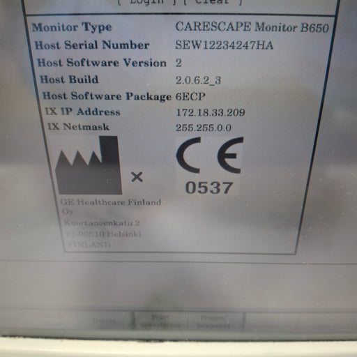 GE Healthcare GE Healthcare Carescape B650 Patient Monitor Patient Monitors reLink Medical