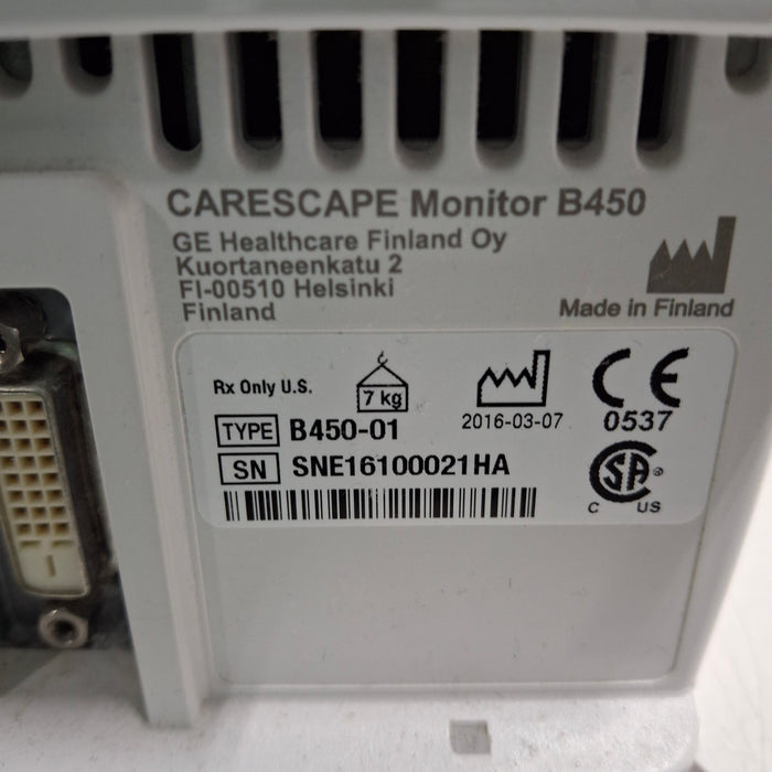 GE Healthcare GE Healthcare Carescape B450 Emergency Care Patient Monitor Patient Monitors reLink Medical