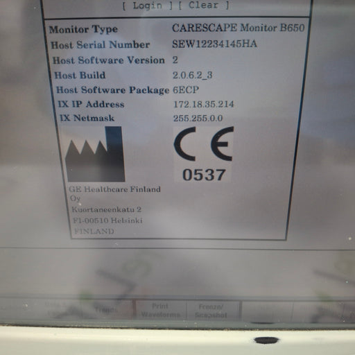 GE Healthcare GE Healthcare Carescape B650 Patient Monitor Patient Monitors reLink Medical