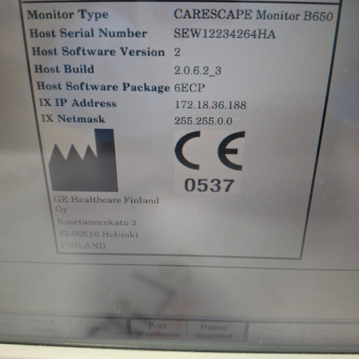 GE Healthcare GE Healthcare Carescape B650 Patient Monitor Patient Monitors reLink Medical
