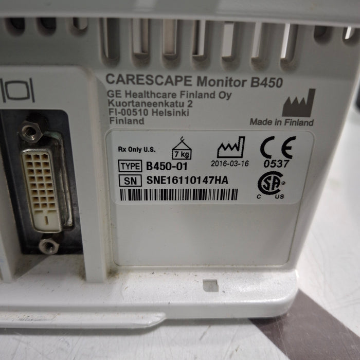 GE Healthcare GE Healthcare Carescape B450 Emergency Care Patient Monitor Patient Monitors reLink Medical
