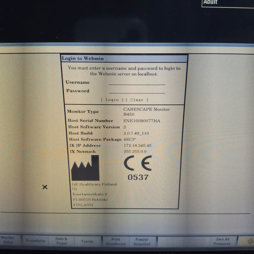 GE Healthcare GE Healthcare Carescape B450 Emergency Care Patient Monitor Patient Monitors reLink Medical